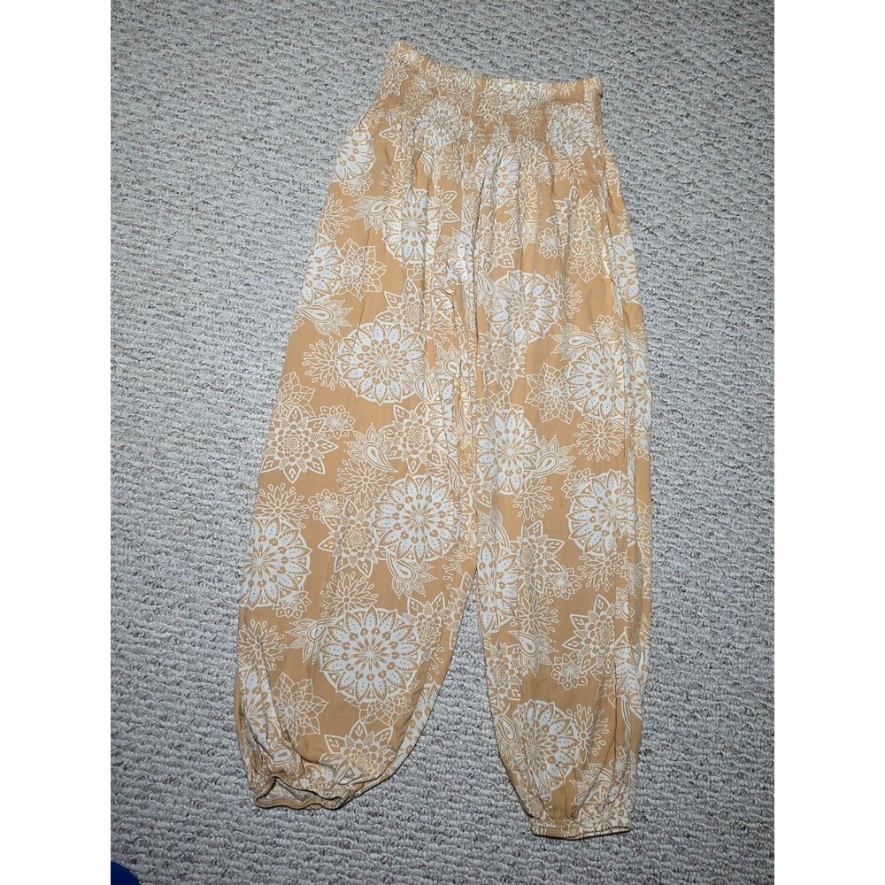 Lotus and Luna Havana Harem Pants Joggers Orange Cream Medium Flowy 100% Rayon